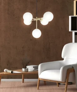 Outlet Sklep Kaja Złota, ozdobna lampa wisząca do salonu 35-73778 z serii MATI | Kaja mosiężny
