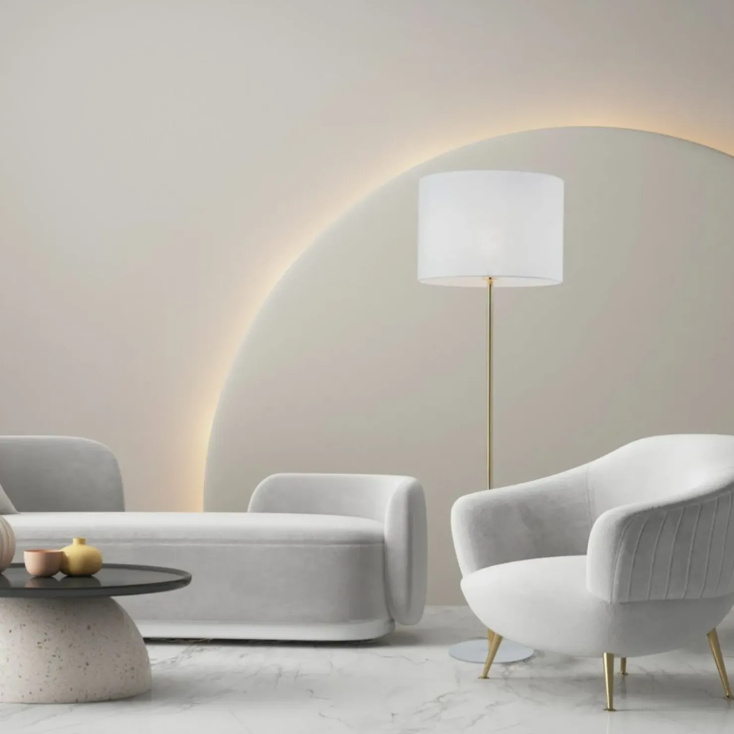 Złoto-biała lampa stojąca glamour TK 16033 UMBERTO WHITE GOLD | Kaja*Sklep Kaja Shop
