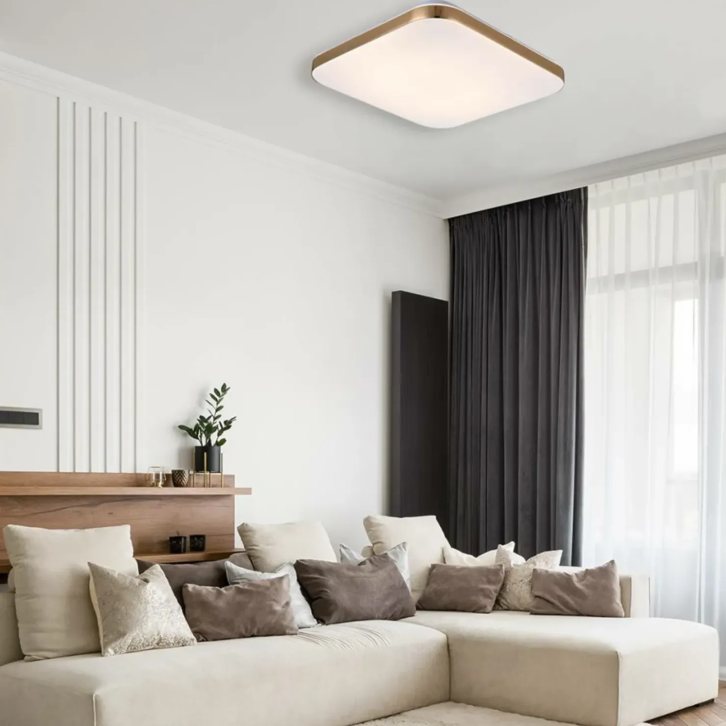 Złoty plafon LED barwa neutralna LP-335/1C M 4GD SQUARE – BABILON*Sklep Kaja Shop