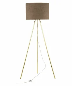 Złoty trójnóg z brązowym abażurem TK 16032 UMBERTO BROWN GOLD | Kaja*Sklep Kaja Flash Sale