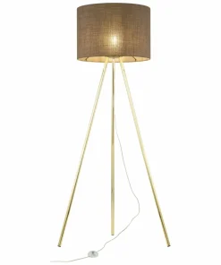 Złoty trójnóg z brązowym abażurem TK 16032 UMBERTO BROWN GOLD | Kaja*Sklep Kaja Flash Sale
